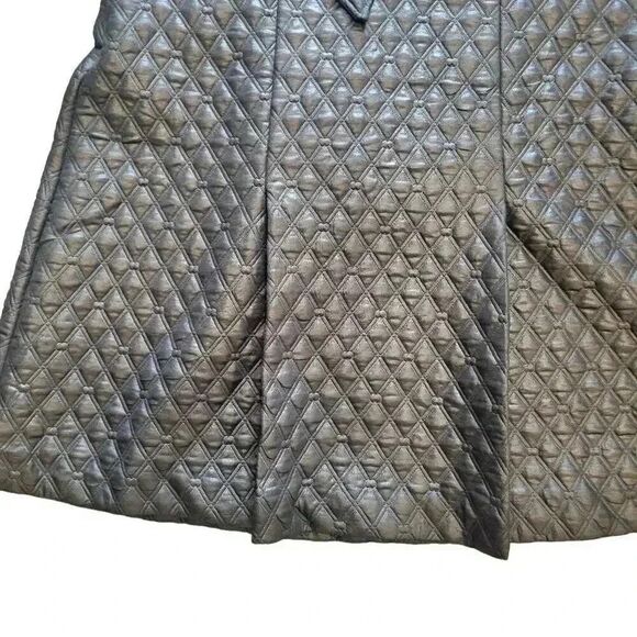 NYCC Women's Black Poly/Spandex Faux Leather Quilted A-Line Skirt NEW - Picture 3 of 9